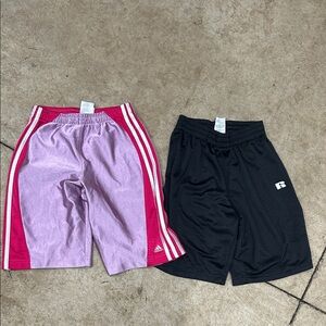 adidas Kids Lavender and Pink Athletic Shorts - Black Pair Included